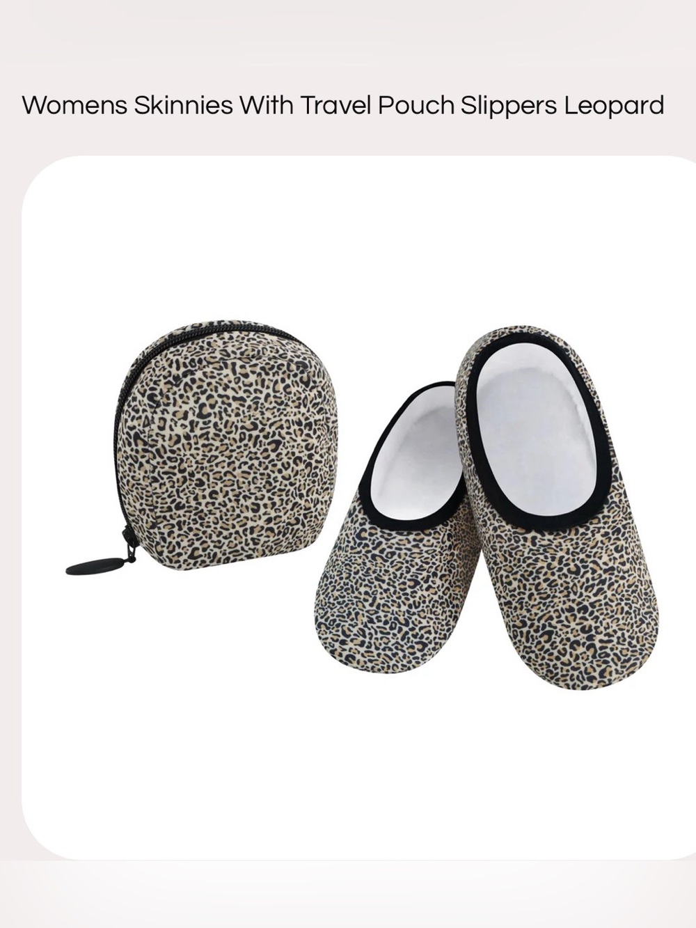 Womens Skinnies With Travel Pouch Slippers Leopard, Size L 9-10